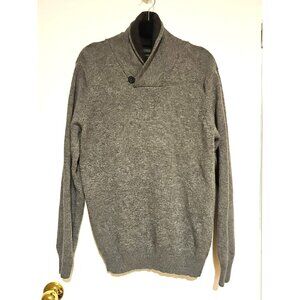 Haggar 100% Lambswool Tight-Knit Sweater Men L Gray Warm, Comfort, Outdoor